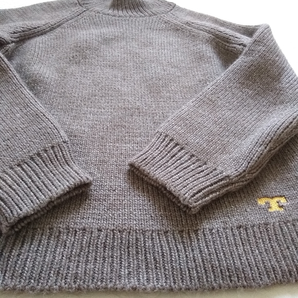 Tory Burch wool alpaca raglan turtleneck dark oatmeal sweater - Picture 8 of 10